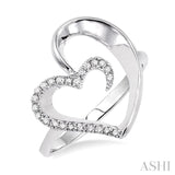 1/10 Ctw Round Cut Diamond Heart Shape Ring in Sterling Silver