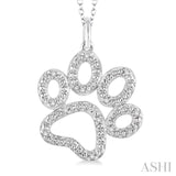 Silver Paw Diamond Pendant