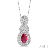 Pear Shape Silver Gemstone & Diamond Pendant