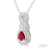 Pear Shape Silver Gemstone & Diamond Pendant