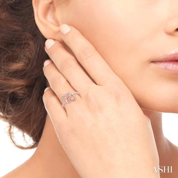 Twin Heart Shape Light Weight Diamond Fashion Ring