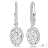 2 Ctw Oval Shape Diamond Lovebright Earrings in 14K White Gold