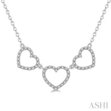 1/6 Ctw Triple Heart Round Cut Diamond Necklace in 10K White Gold
