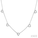 Heart Shape Diamond Station Necklace