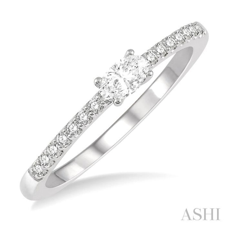 Oval Shape Light Weight Diamond East West Stack Ring
