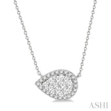 1/2 ctw Pear Shape Round Cut Diamond Lovebright Necklace in 14K White Gold
