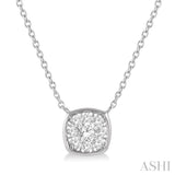 1/4 Ctw Cushion Shape Lovebright Diamond Necklace in 14K White Gold