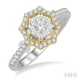 1/2 ctw Star Shape Lovebright Round Cut Diamond Ring in 14K White and Yellow Gold