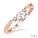 1/5 Ctw Chevron Baguette and Round Cut Diamond Band in 14K Rose Gold
