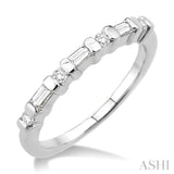 1/4 ctw Baguette and Round Cut Diamond Wedding Band in 14K White Gold