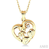 Mom & Child Heart Shape Diamond Pendant