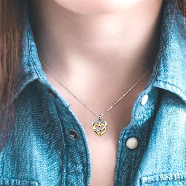 Twin Heart Shape 2 Stone Diamond Pendant