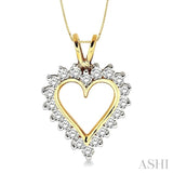 1 Ctw Round Cut Diamond Heart Pendant in 14K Yellow Gold with Chain