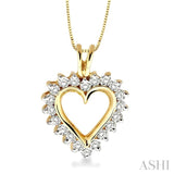 1/2 Ctw Round Cut Diamond Heart Pendant in 14K Yellow Gold with Chain