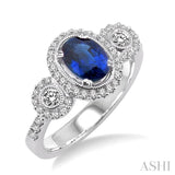 Oval Shape Gemstone & Diamond Ring