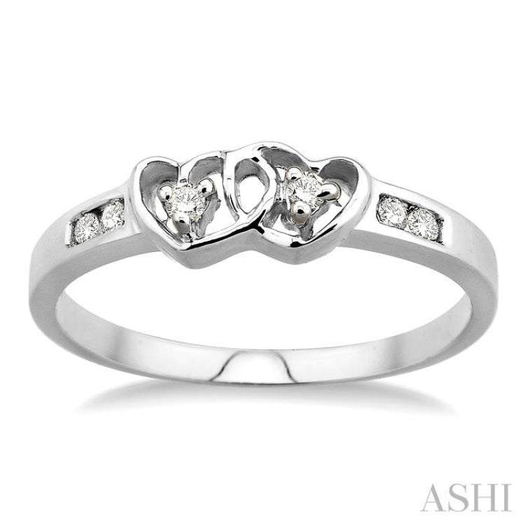 Silver 2 Stone Twin Heart Shape Diamond Fashion Ring
