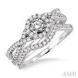 3/4 Ctw Diamond Wedding Set with 1/2 Ctw Round Cut Engagement Ring and 1/6 Ctw Wedding Band in 14K White Gold