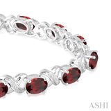 Oval Shape Silver Gemstone & Diamond Bracelet