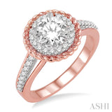 1/3 Ctw Diamond Semi-mount Engagement Ring in 14K Rose and White Gold