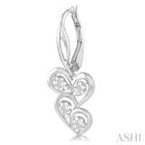 Silver Twice Heart Shape Diamond Earrings