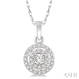 1/5 Ctw Round Cut Diamond Fashion Pendant in 14K White Gold with Chain