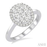 7/8 Ctw Oval Shape Diamond Lovebright Ring in 14K White Gold