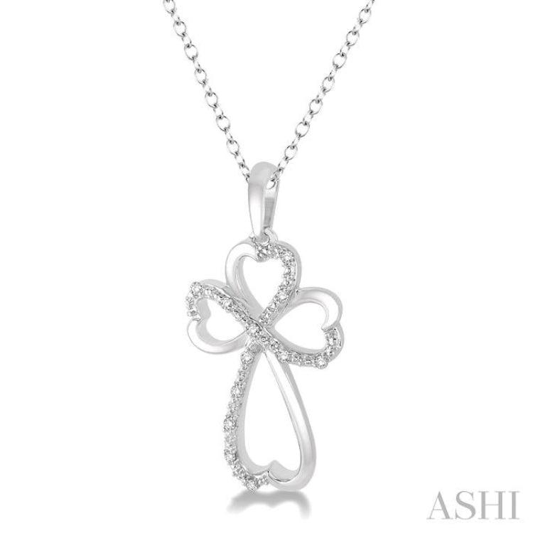 Silver  Heart Shape Diamond Fashion Cross Pendant