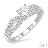 3/8 Ctw Diamond Engagement Ring with 1/5 Ct Round Cut Center Stone in 14K White Gold