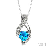 Silver Heart Shape  Diamond & Gemstone Fashion Pendant