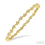 1/4 ctw Heart Charm Round Cut Diamond Stackable Bangle in 14K Yellow Gold