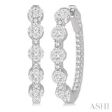 1 ctw Circular Five Mount Lovebright Round Cut Diamond Hoop Earring in 14K White Gold