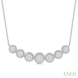 1 1/5 ctw Circular Mount Lovebright Round Cut Diamond Necklace in 14K White Gold