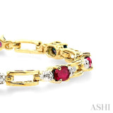 Oval Shape Gemstone & Diamond Bracelet