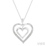 1/50 ctw Twin Heart Round Cut Diamond Pendant With Chain in Silver