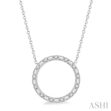 1/2 ctw Circle Baguette and Round Cut Diamond Necklace in 14K White Gold