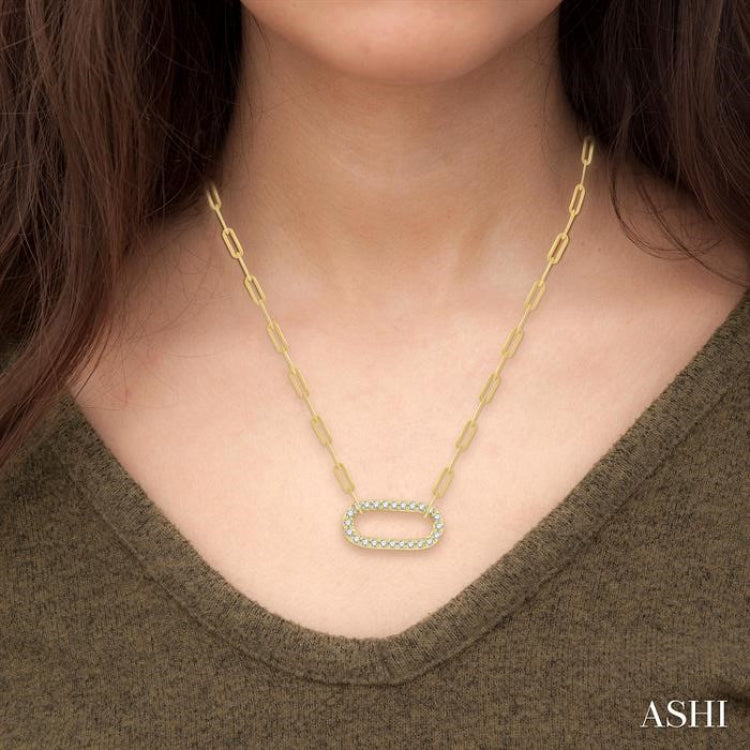 14K Yellow Gold Diamond Personalized Medallion Necklace with Hollow  Paperclip Chain | Shop 14k Yellow Gold Contemporary Necklaces | Gabriel & Co