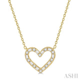 1/2 ctw Heart Charm Baguette and Round Cut Diamond Necklace in 14K Yellow Gold