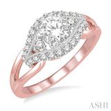 1/3 Ctw Round Diamond Semi-Mount Engagement Ring in 14K Rose and White Gold