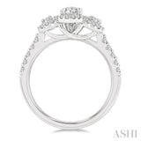 Oval Shape Past Present & Future Semi-Mount Diamond Engagement Ring