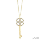 1/4 ctw Conjoined Hearts Round Cut Diamond Key Pendant in 10K Yellow Gold