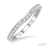 1/4 ctw Arched Center Round Cut Diamond Wedding Band in 14K White Gold