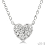 1/10 ctw Heart Charm Round Cut Diamond Petite Fashion Pendant With Chain in 10K White Gold