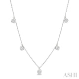 1/3 ctw Five Circular Mount Round Cut Diamond Station Necklace in 14K White Gold