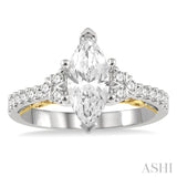 Marquise Shape Semi-Mount Diamond Engagement Ring