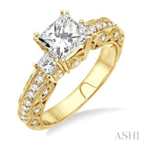 3/4 Ctw Diamond Semi-Mount Engagement Ring in 14K Yellow Gold