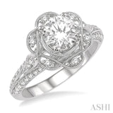 Flower Shape Semi-Mount Diamond Engagement Ring