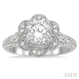 Flower Shape Semi-Mount Diamond Engagement Ring